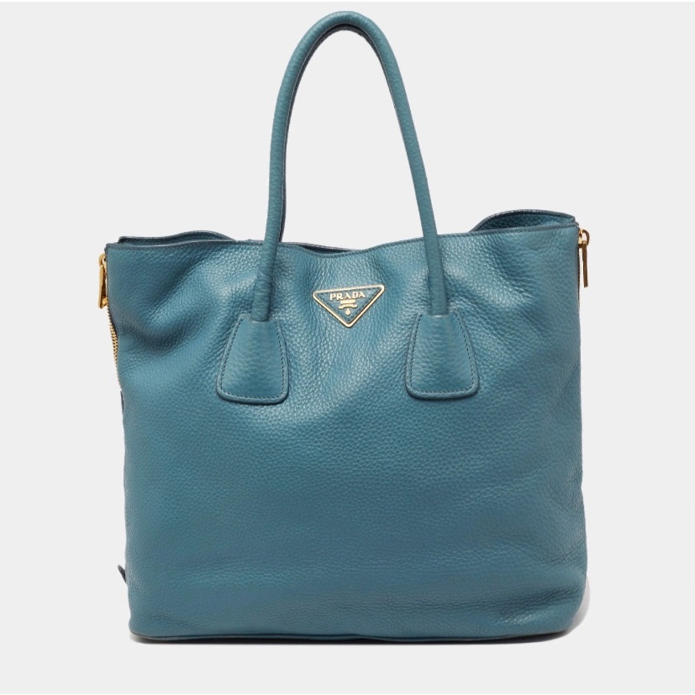EUC Prada Vitello Daino Leather Side Zip Shopper tote